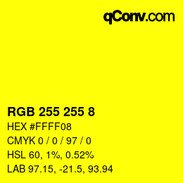 Color code: RGB 255 255 8 | qconv.com