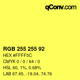 颜色代码: RGB 255 255 92 | qconv.com