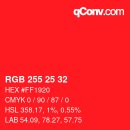 Color code: RGB 255 25 32 | qconv.com