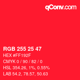 Color code: RGB 255 25 47 | qconv.com
