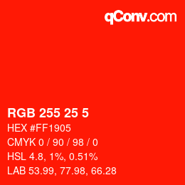 Color code: RGB 255 25 5 | qconv.com