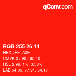 Color code: RGB 255 26 14 | qconv.com