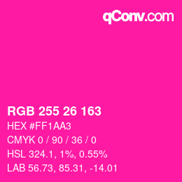 Color code: RGB 255 26 163 | qconv.com