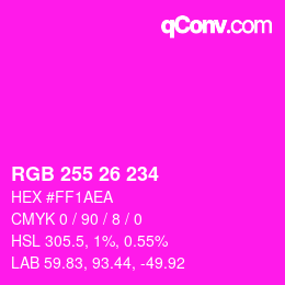 Color code: RGB 255 26 234 | qconv.com