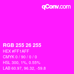 Color code: RGB 255 26 255 | qconv.com