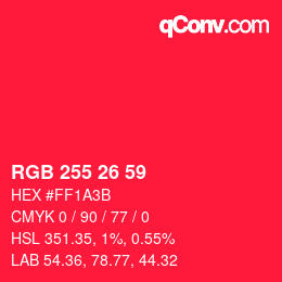 Color code: RGB 255 26 59 | qconv.com