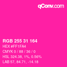 Color code: RGB 255 31 164 | qconv.com