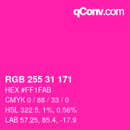 Color code: RGB 255 31 171 | qconv.com