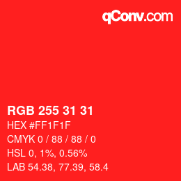 Color code: RGB 255 31 31 | qconv.com