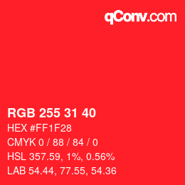 Color code: RGB 255 31 40 | qconv.com