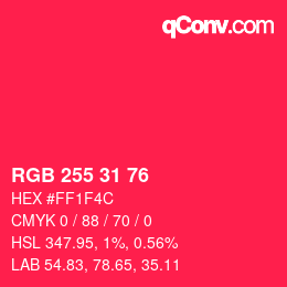 Color code: RGB 255 31 76 | qconv.com