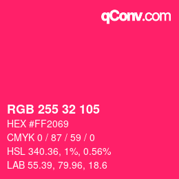 Color code: RGB 255 32 105 | qconv.com