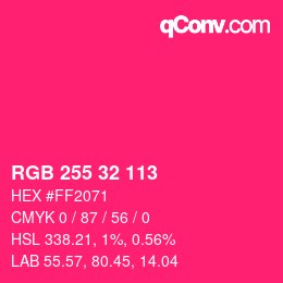 Color code: RGB 255 32 113 | qconv.com