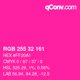 Color code: RGB 255 32 161 | qconv.com