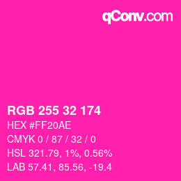 Color code: RGB 255 32 174 | qconv.com