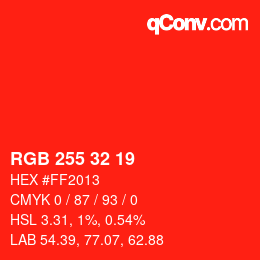 Color code: RGB 255 32 19 | qconv.com