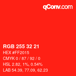 Color code: RGB 255 32 21 | qconv.com