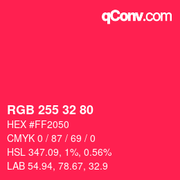 Color code: RGB 255 32 80 | qconv.com