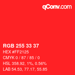 Color code: RGB 255 33 37 | qconv.com