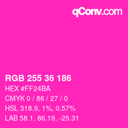 颜色代码: RGB 255 36 186 | qconv.com