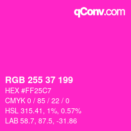 Color code: RGB 255 37 199 | qconv.com