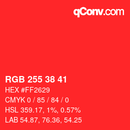 Color code: RGB 255 38 41 | qconv.com