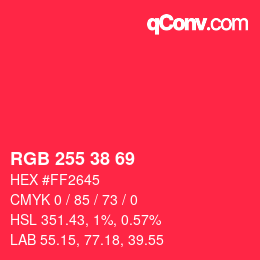 Farbcode: RGB 255 38 69 | qconv.com