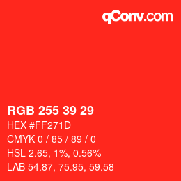 Color code: RGB 255 39 29 | qconv.com