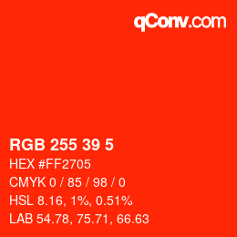 Color code: RGB 255 39 5 | qconv.com