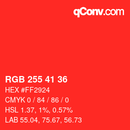 Color code: RGB 255 41 36 | qconv.com