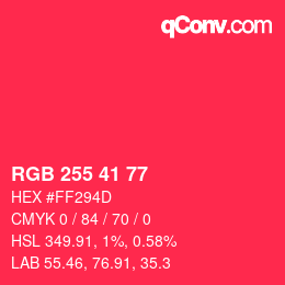 Farbcode: RGB 255 41 77 | qconv.com