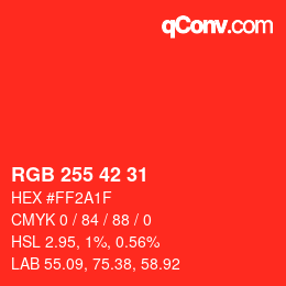 Código de color: RGB 255 42 31 | qconv.com