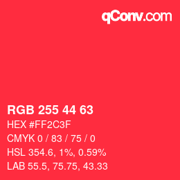 Color code: RGB 255 44 63 | qconv.com