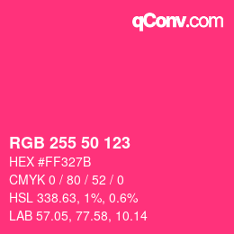 Color code: RGB 255 50 123 | qconv.com