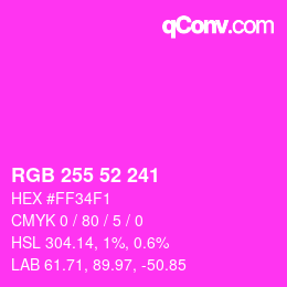 颜色代码: RGB 255 52 241 | qconv.com