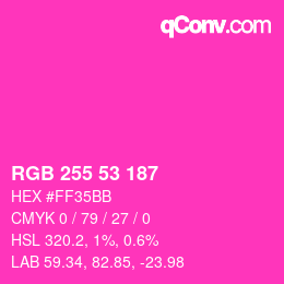 Farbcode: RGB 255 53 187 | qconv.com