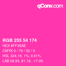 Color code: RGB 255 54 174 | qconv.com