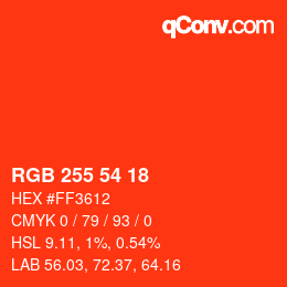 Color code: RGB 255 54 18 | qconv.com