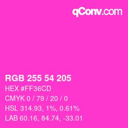 Color code: RGB 255 54 205 | qconv.com