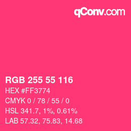 カラーコード: RGB 255 55 116 | qconv.com