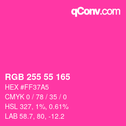 颜色代码: RGB 255 55 165 | qconv.com