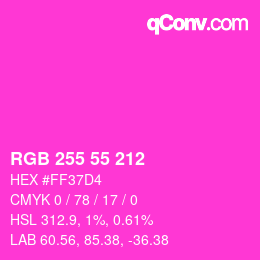 Color code: RGB 255 55 212 | qconv.com