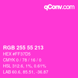 颜色代码: RGB 255 55 213 | qconv.com