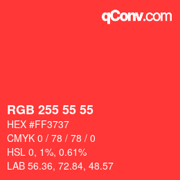 Code couleur: RGB 255 55 55 | qconv.com