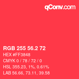 カラーコード: RGB 255 56.2 72 | qconv.com
