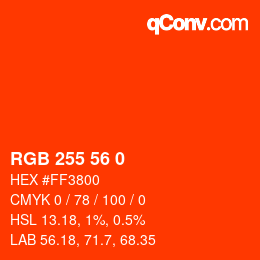 Color code: RGB 255 56 0 | qconv.com