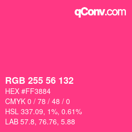 Código de color: RGB 255 56 132 | qconv.com