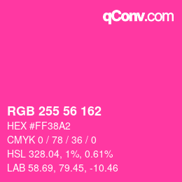 Color code: RGB 255 56 162 | qconv.com