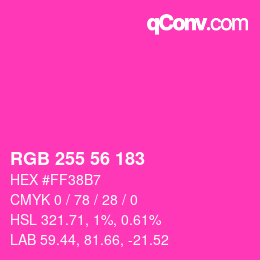 Color code: RGB 255 56 183 | qconv.com