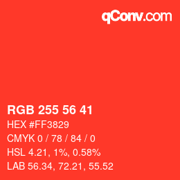 カラーコード: RGB 255 56 41 | qconv.com